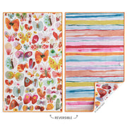 Dish Towel - Microfiber - Kitchen Dish - Butterflies - reversible with stripes on the back 