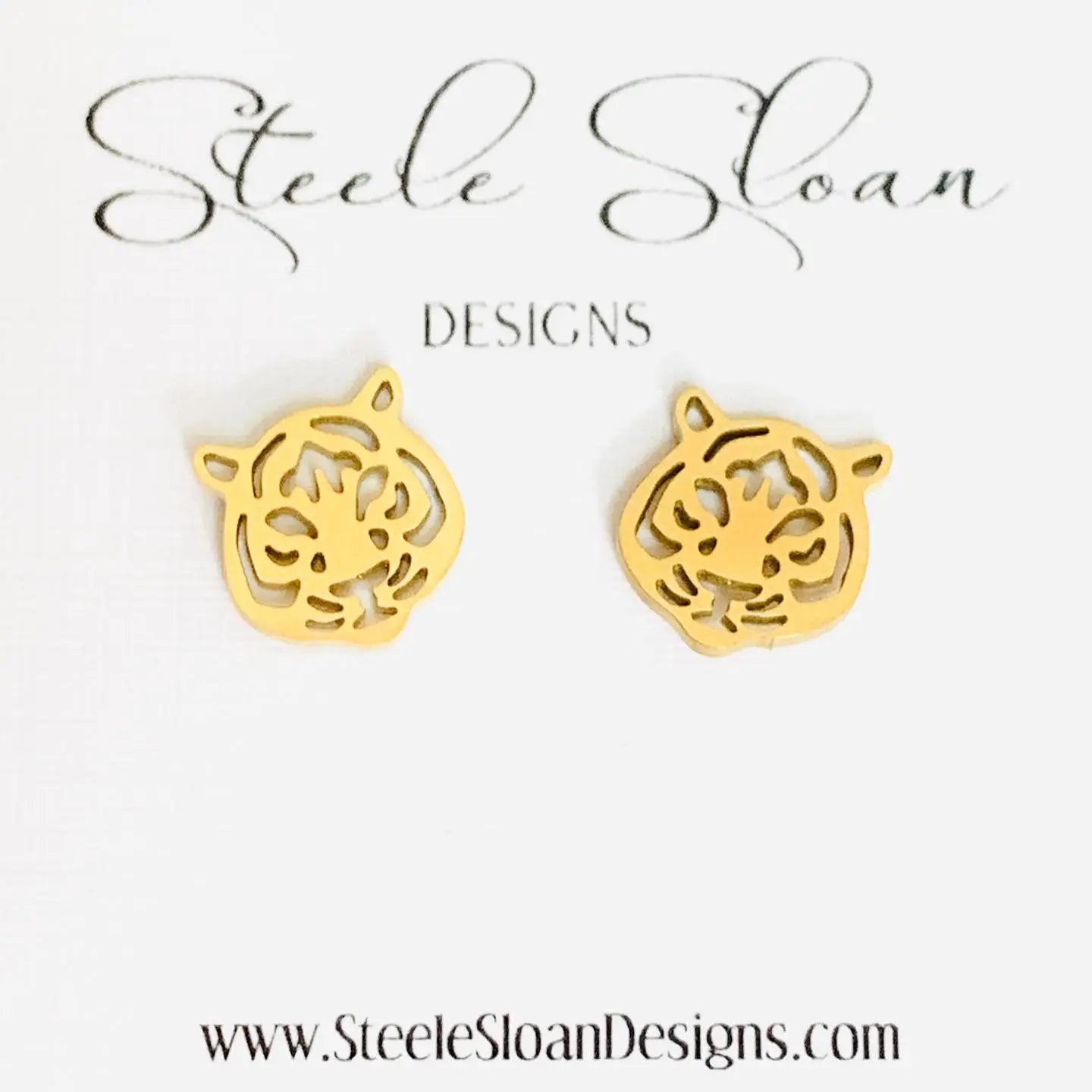 Gameday - Tiger Head - Gold Studs