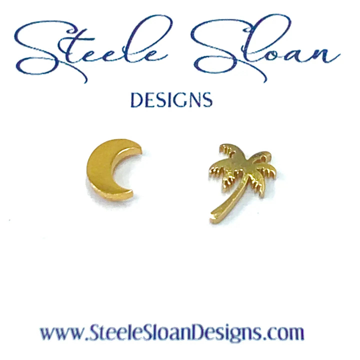 Jewelry - Earrings - Palmetto Tree and Moon - Gold