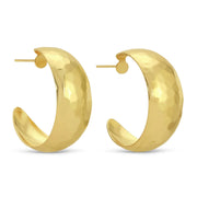 Jewelry - Earrings - Large Textured Hoops - Hammered Gold