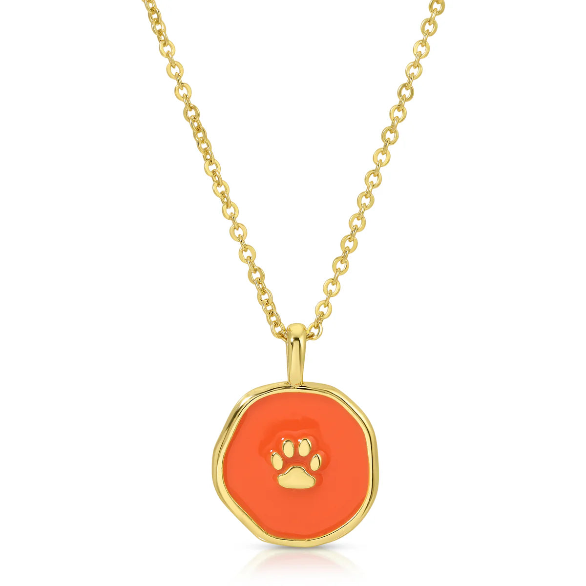 Gameday - Necklace - Tiny Pawprint Orange Enamel Pendant