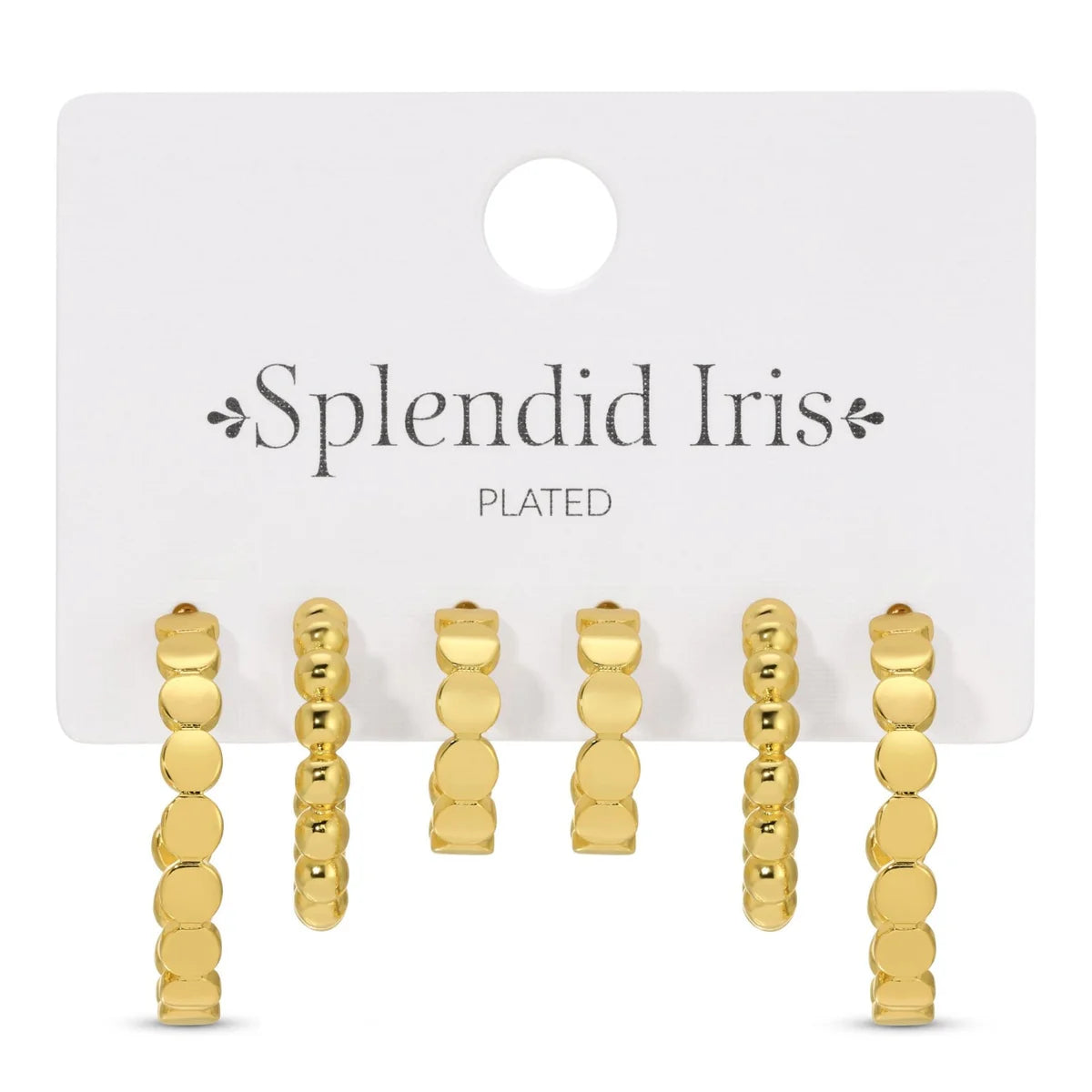 Jewelry - Earrings - Carded Set of 3 - Gold Hoops