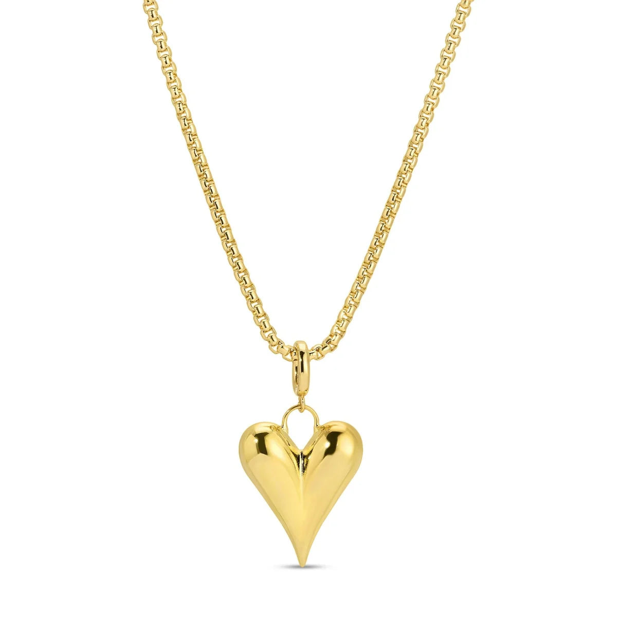 Jewelry - Necklace - Bubble Heart Pendant on Rounded Chain - Gold