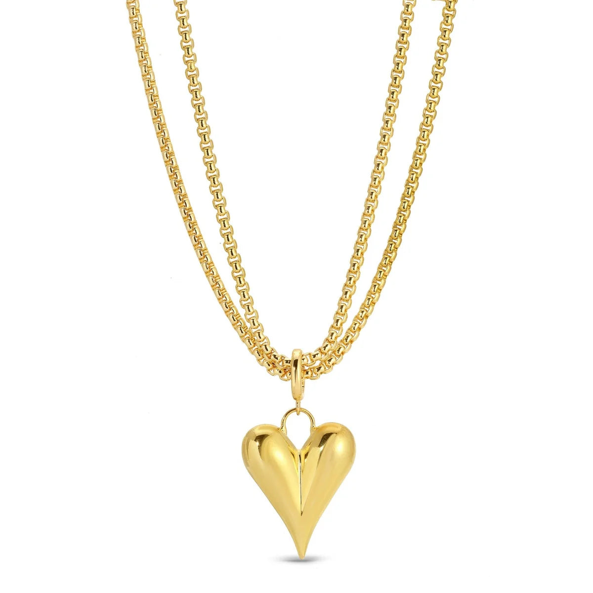 Jewelry - Necklace - Bubble Heart Pendant on Rounded Chain - Gold