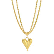Jewelry - Necklace - Bubble Heart Pendant on Rounded Chain - Gold