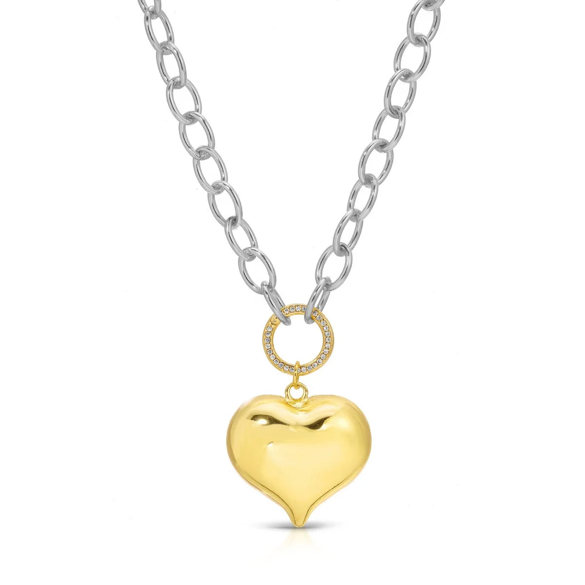 Jewelry - Necklace - Large Oval Link Chain - Bubble Heart - Gold