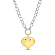 Jewelry - Necklace - Large Oval Link Chain - Bubble Heart - Gold