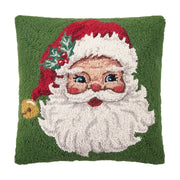 Seasonal - Pillow - Red Hat Santa - Hook Pillow - green background 