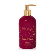 Seasonal - Hand Wash - Tinsel & Spice in a red pump container with a gold pump 