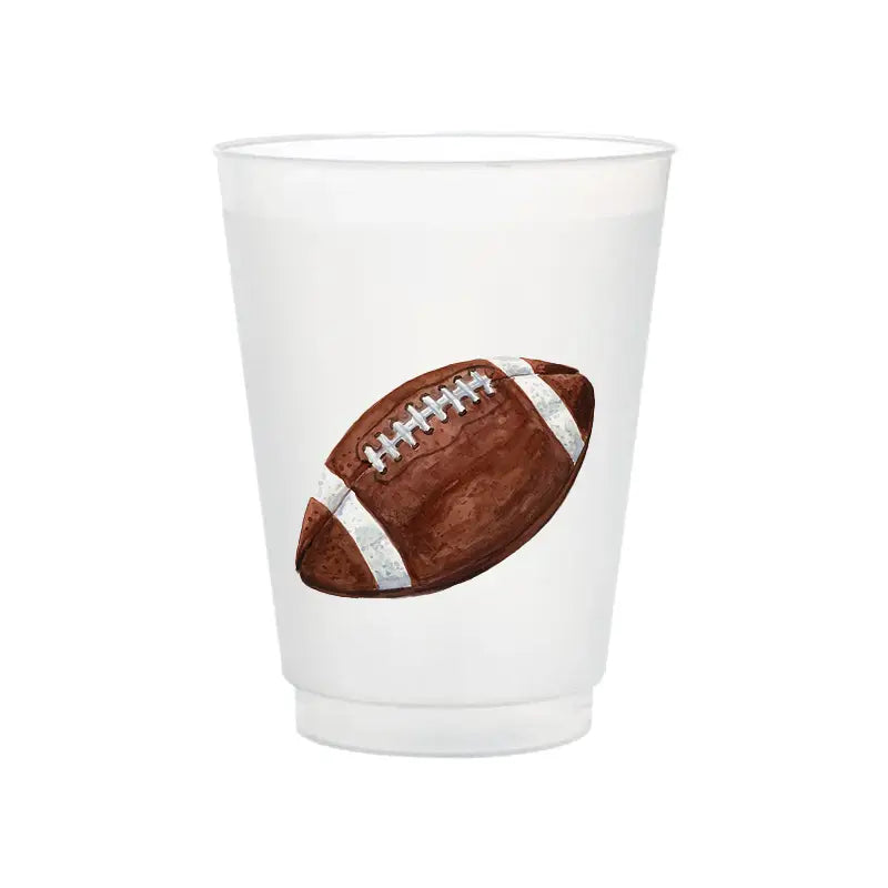 clear cup with football logo on a white background 