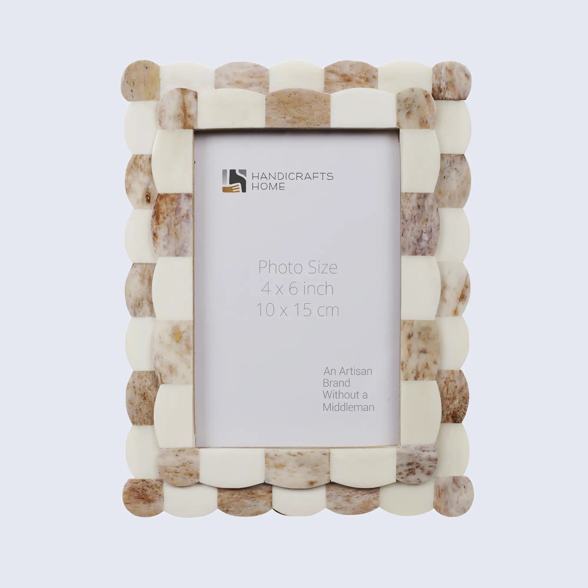 Beige and brown checkered photo frame on a white background