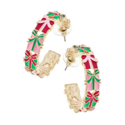 Seasonal - Earrings - Gift Wrap Present Hoop