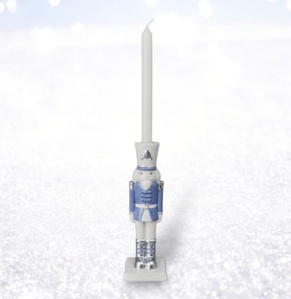 Seasonal - Candle Stick - 10 inch Nutcracker - Blue and White