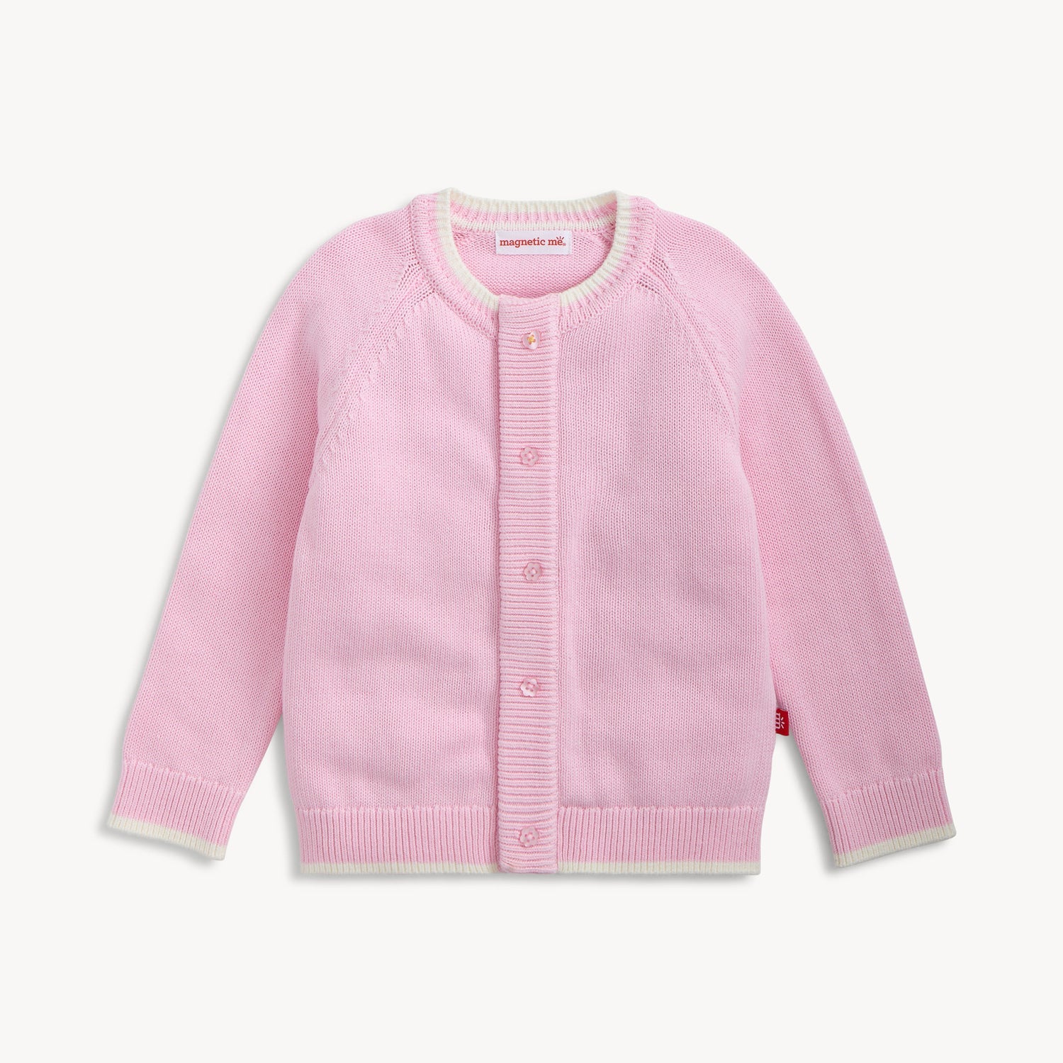 Children - Sweater - Crew Neck Cardigan - Pink