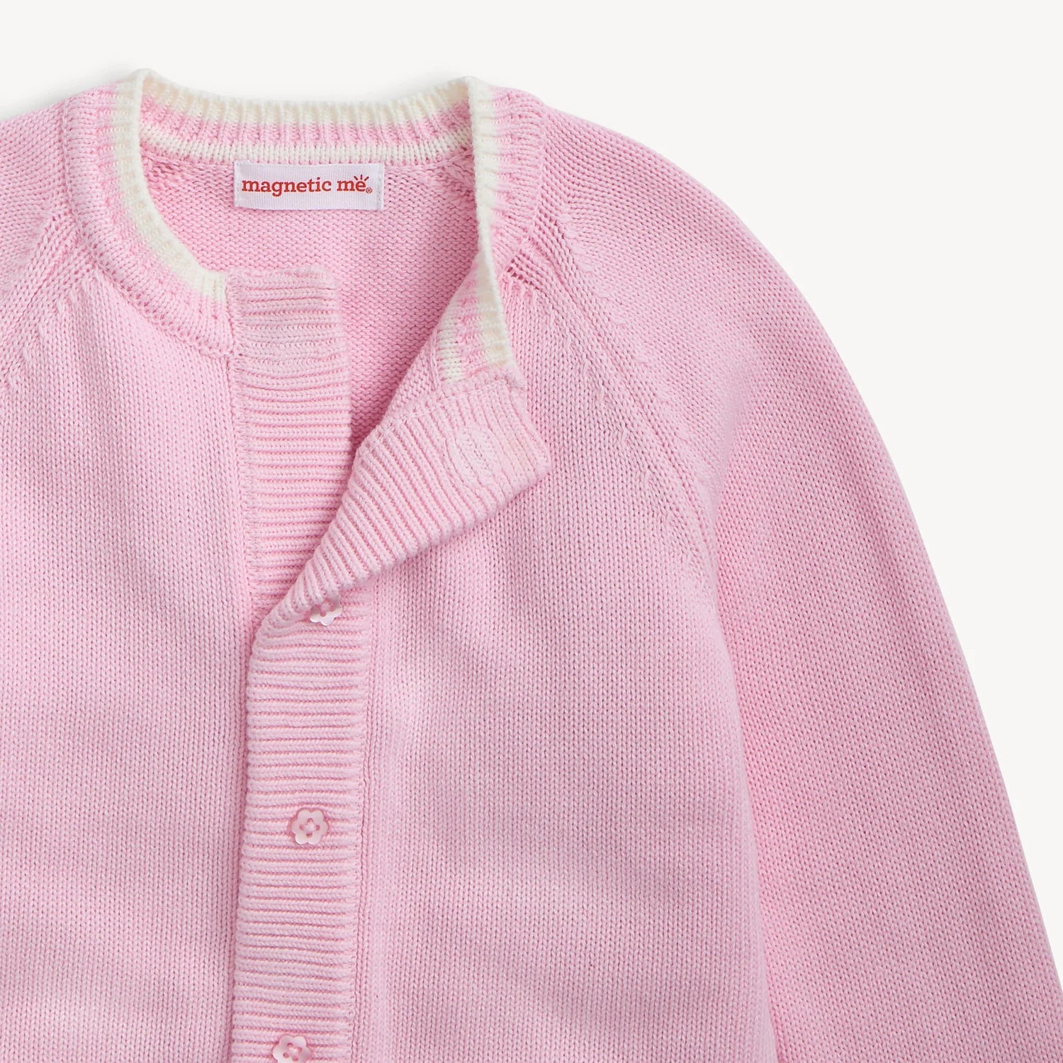 Children - Sweater - Crew Neck Cardigan - Pink