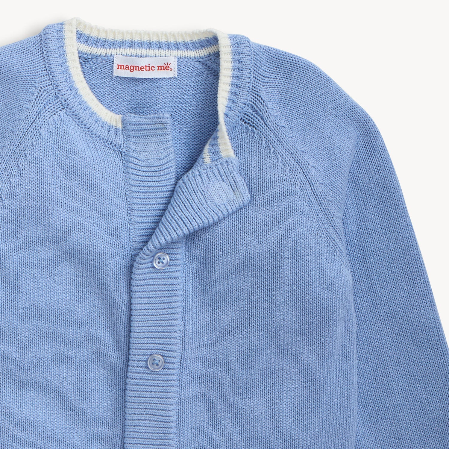 Children - Sweater - Crew Neck Cardigan - Light Blue