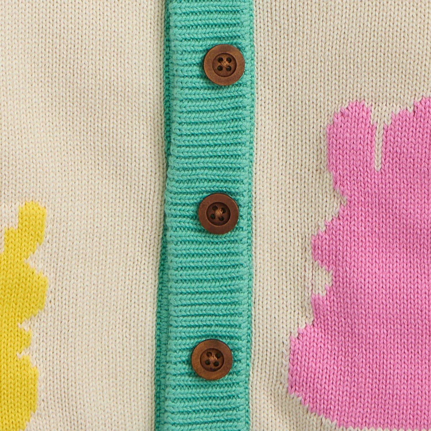 Children - Sweater - Intarsia Cardigan with Bunny - Pink Neck