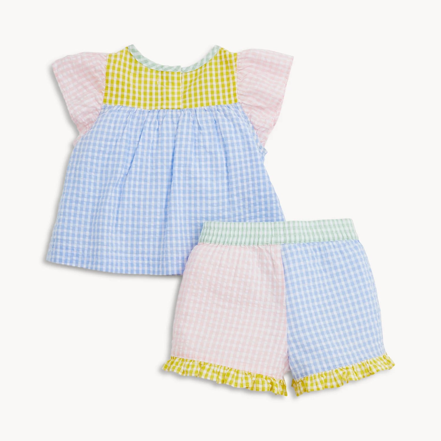 Children - Apparel - Gingham Woven Flutter Sleeve & Short Set