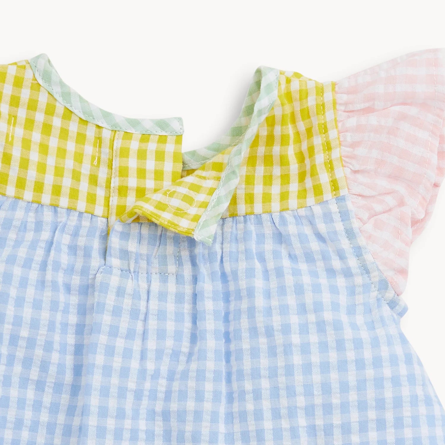 Children - Apparel - Gingham Woven Flutter Sleeve & Short Set