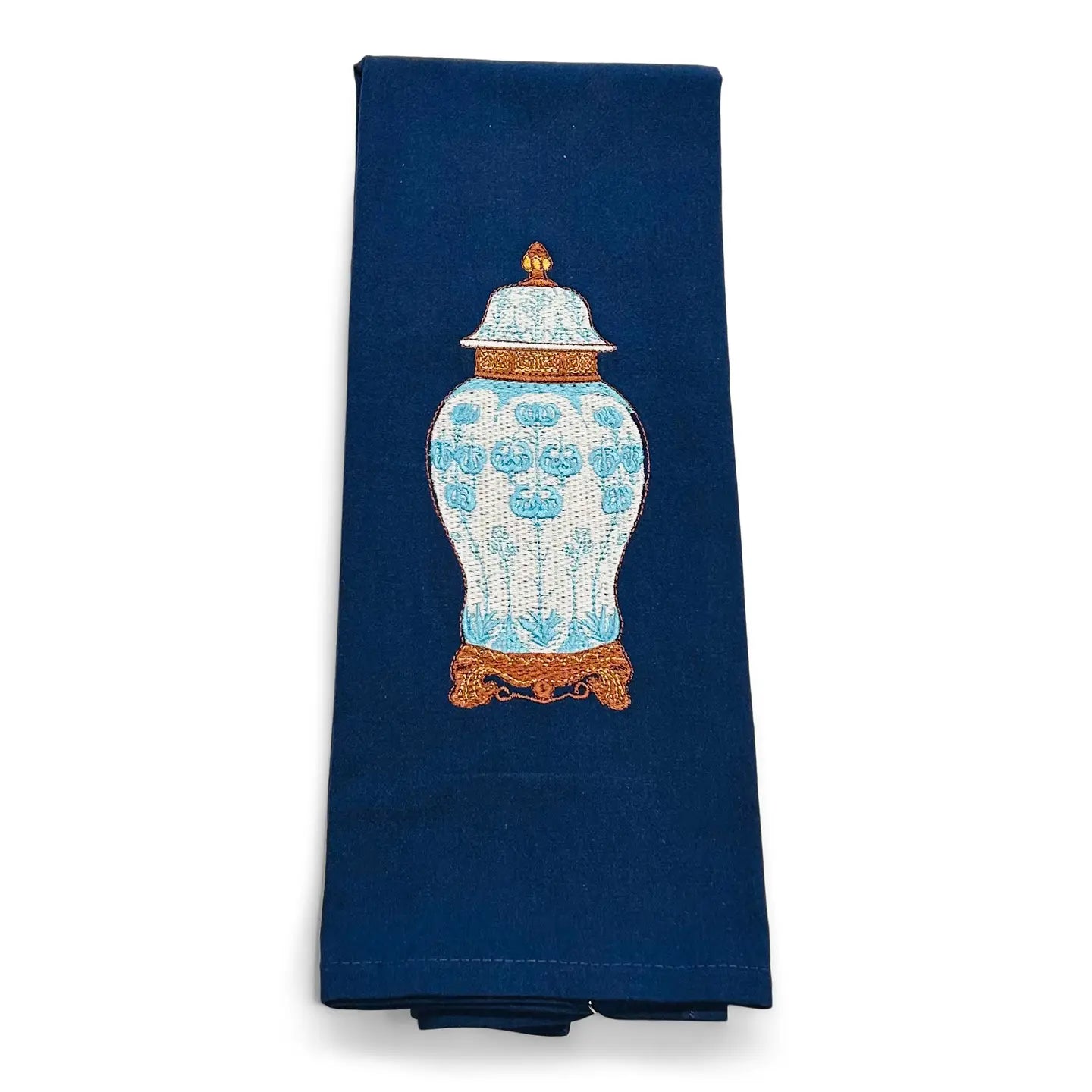 Tea Towel - Filigree Ginger Jar on Navy