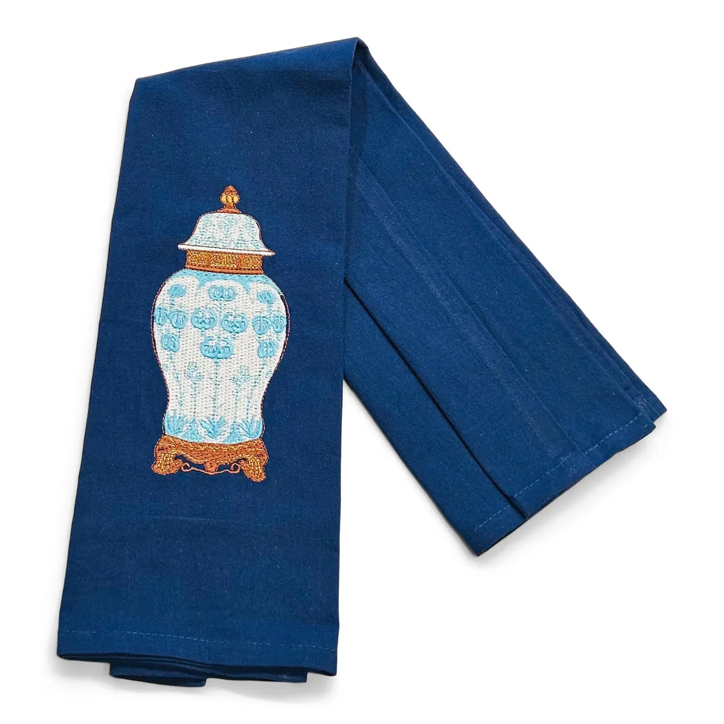 Tea Towel - Filigree Ginger Jar on Navy