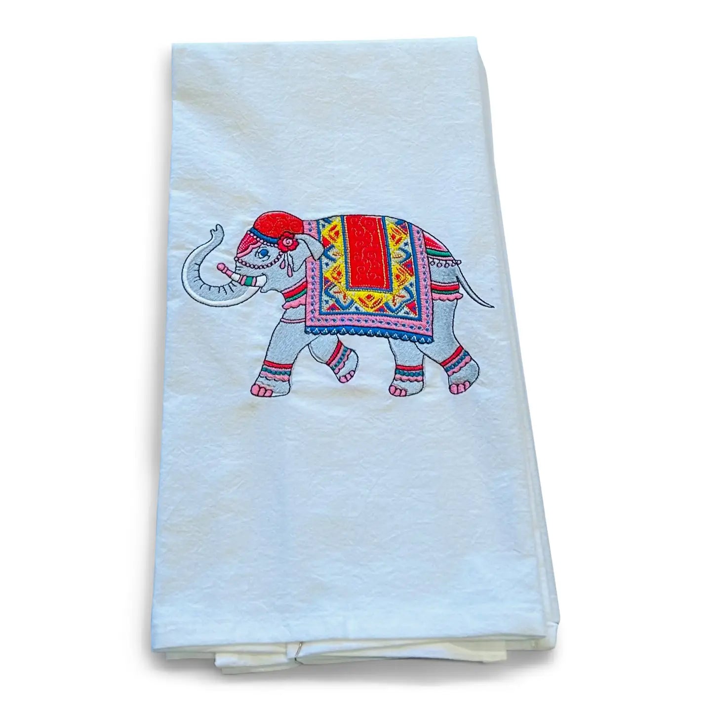 Tea Towel - Moroccan Elephant on White