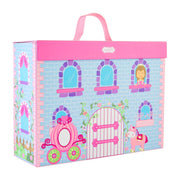 Children's toy storage box with princess castle design on a white background