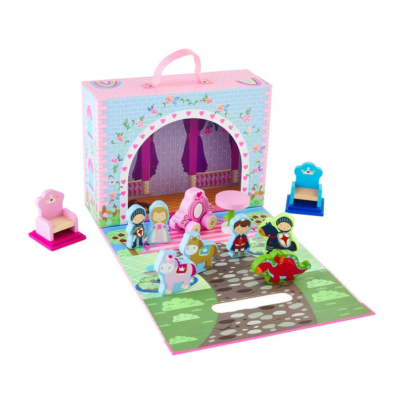 Children's playset with dolls and accessories on a white background