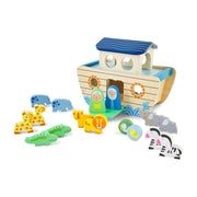 Wooden Noah's Ark Playset on white background 