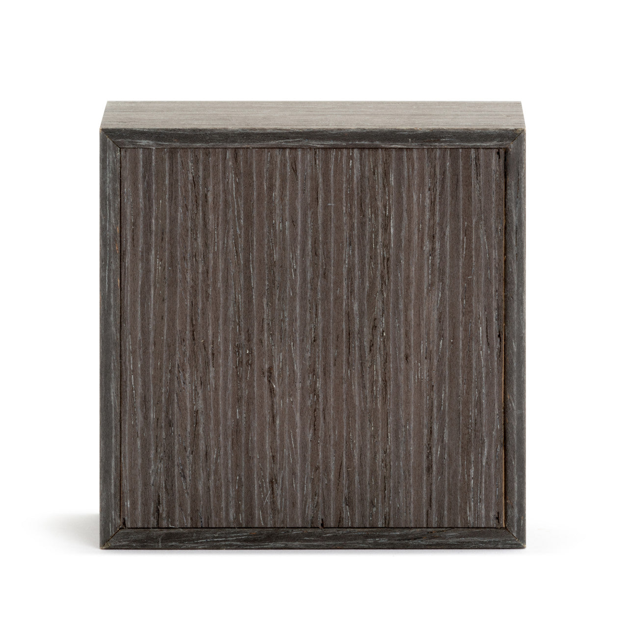 Wooden side table with a dark brown finish on a white background