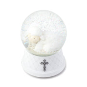 Snow globe with a white bear and cross on a white background