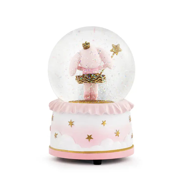 Decorative snow globe with a fairy figure on a white background