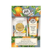 Michel Design Works L'Orange hand care gift set with jar and cream on a decorative background