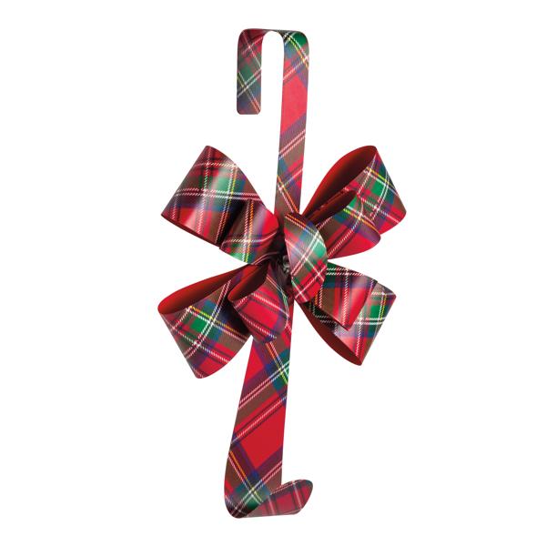 Seasonal - Tartan Bow Wreath Hanger - Metal