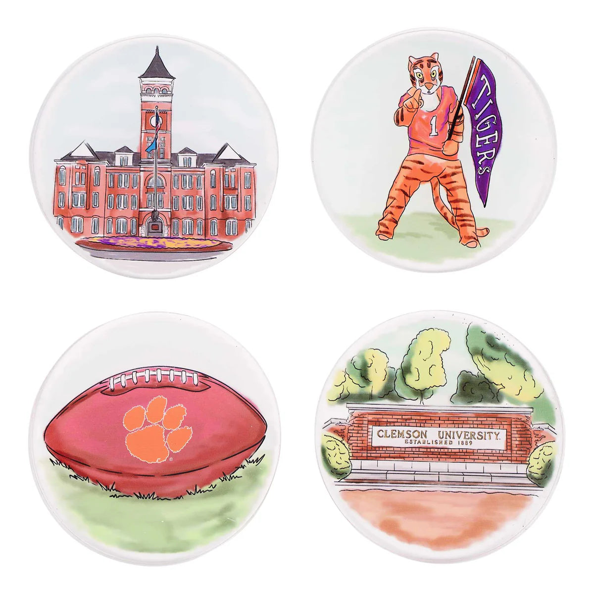 For Clemson coasters on white background