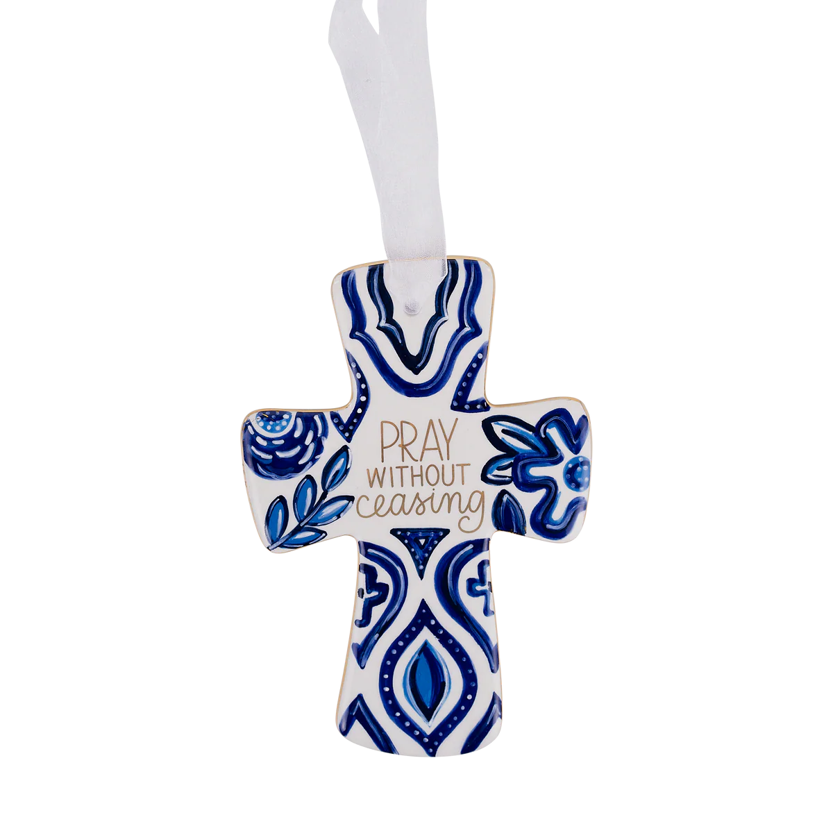 Pray Without Ceasing Ceramic Cross Wall Art | 1 Thessalonians 5:17