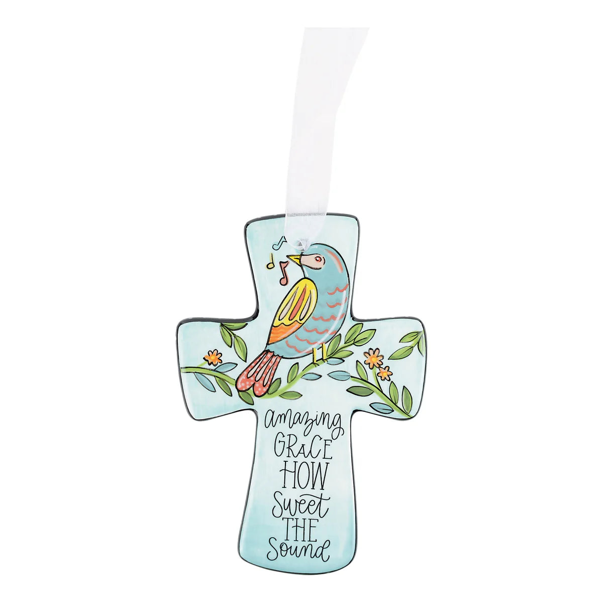 Amazing grace bird ceramic wall cross 