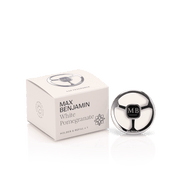 Max Benjamin White Pomegranate Car Fragrance Dispenser and white gift box on white backdrop