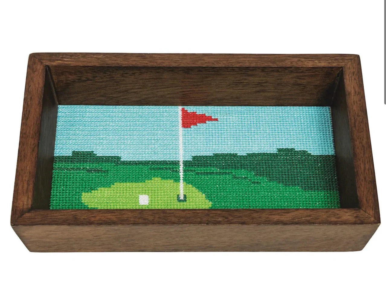 Golf Needlepoint Wooden Tray