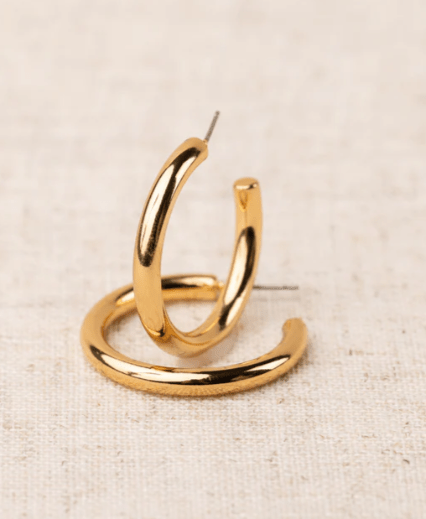 Cameron Gold Shiny Hoop Earrings