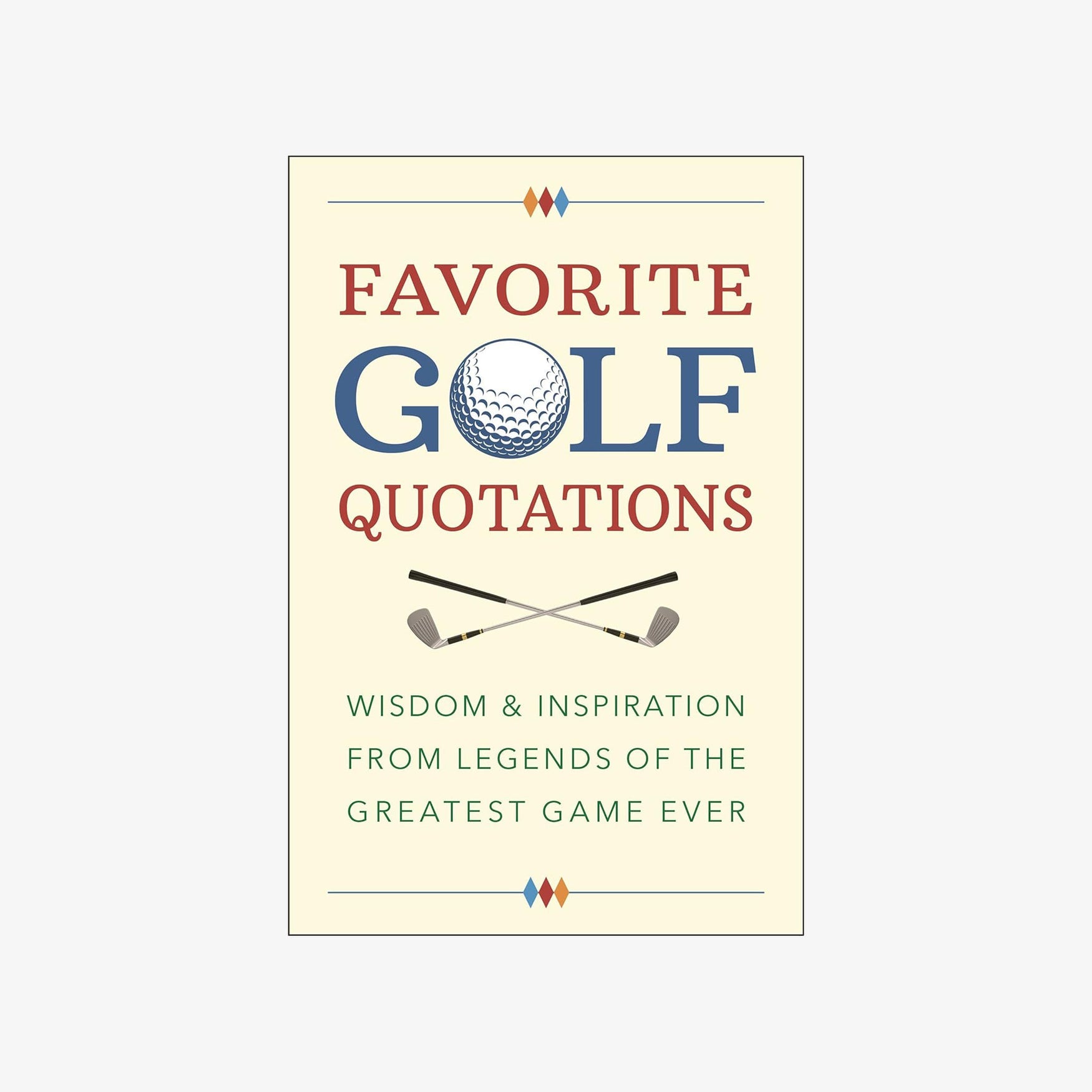 Book cover of 'Favorite Golf Quotations' with golf ball and clubs design on a light yellow background