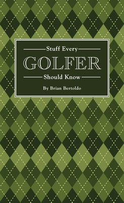 Book cover with green argyle pattern and text about golf knowledge