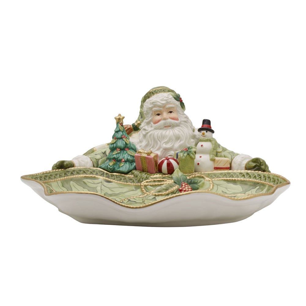 Decorative bowl with a Santa Claus design on a white background