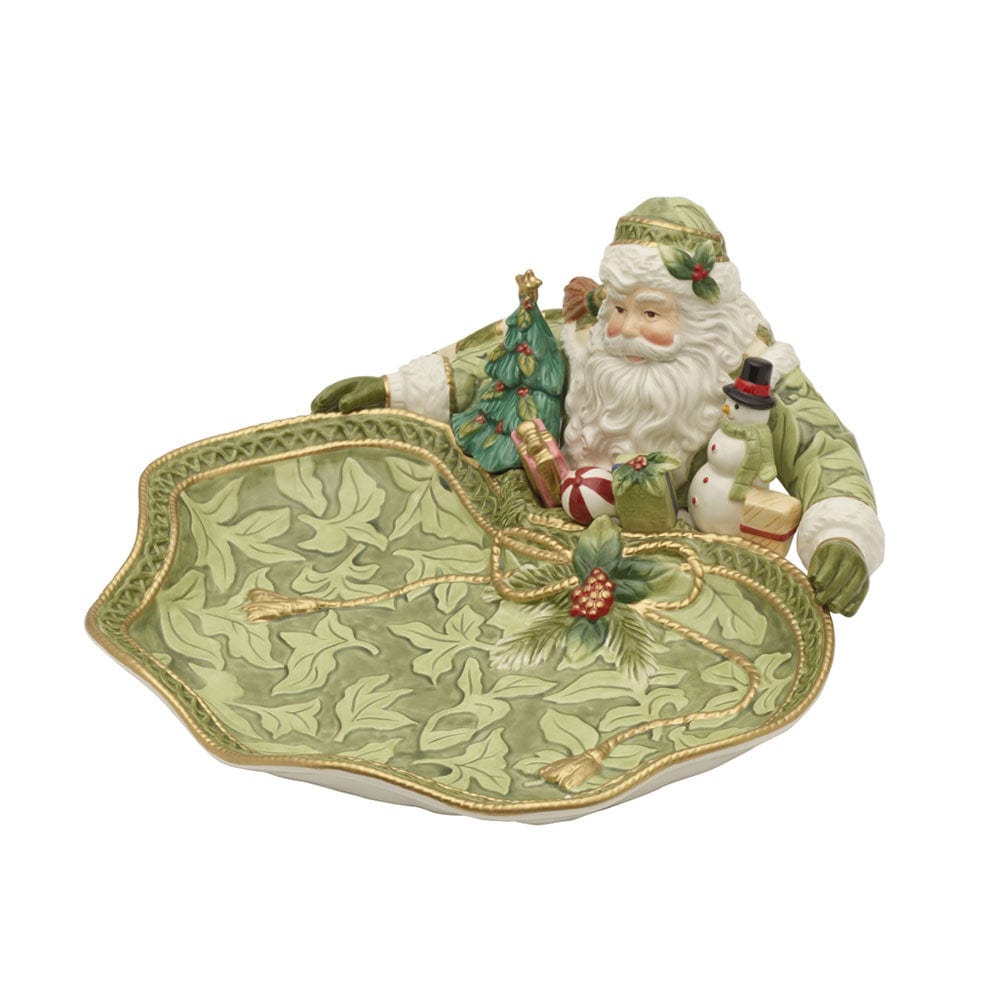 Decorative tray with a Santa Claus figure on a white background