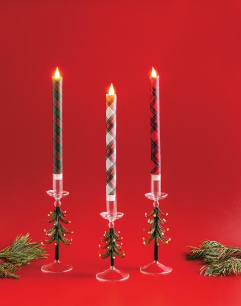 Seasonal - LED Taper - White Tartan