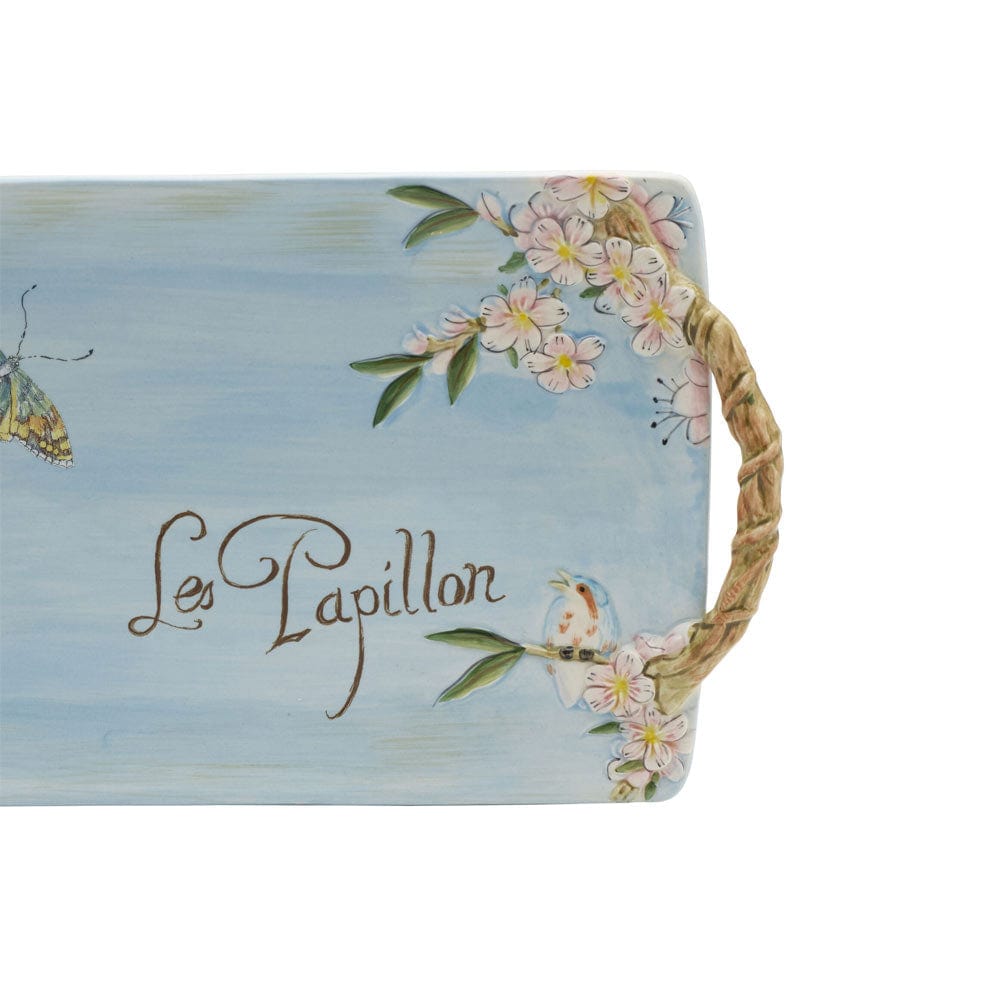 Tray - Toulouse -Blue/Brown with Handles - Porcelain- 8”x14”