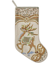 Seasonal - Stocking - Embroidered Needlepoint - Reindeer - 11”x18”