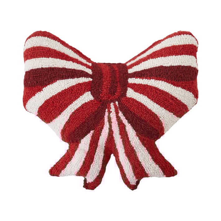 Seasonal - Pillow - Shaped Red & White Bow - 16”x16”