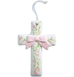 Cross - Floral Bow - Ceramic