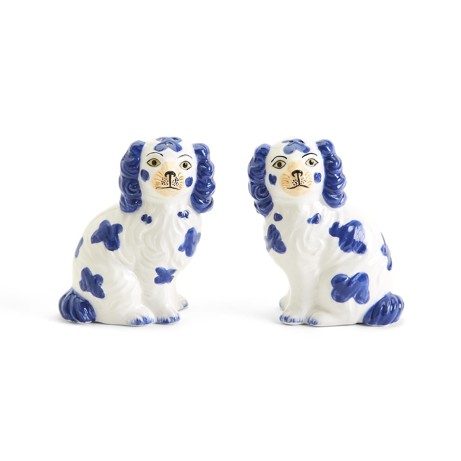 Salt And Pepper Set - Blue And White Dog